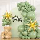83pcs Sage Green Balloons with 2 Gold Foil Star Balloons, 18 12 10 5 Inch BOHO Green Latex Balloon Garland Arch Kit for Wedding, Baby Shower, Jungle Birthday, Safari Theme Party Decor