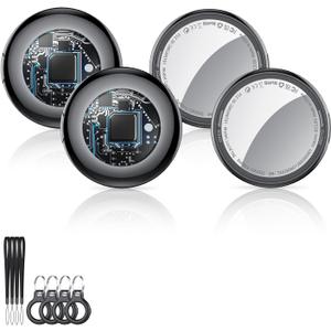 Apple MFi Certified Bluetooth Tracker Tags (4-Pack) for iOS Find My - Key Finder & Item Locator with Replaceable Battery for Keys, Bags, Luggage, Pets & Wallet