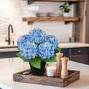 Artificial Hydrangea Flowers in Pot, True Touch Latex Faux Hydrangea Plant, Realistic Blue Potted Flower Arrangement for Home Decor, Table Centerpiece, Office Desk, Wedding Decor, Indoor Fake Plant