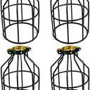4-Pieces Industrial Vintage Style Metal Lamp Guard Cage for Pendant String Lights and Vintage Lamp Holders Black (4)