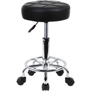 KKTONER Round Rolling Stool Chair PU Leather Height Adjustable Swivel Drafting Work SPA Shop Medical Salon Stools with Wheels Office Chair Small (Black)