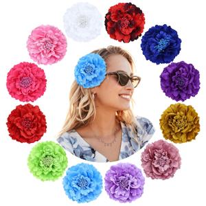 Lawie 12 Pack Colorful Artificial Peony Flower Hair Clips Big Flower Brooch Pins Peonies Hair Barrette Floral Hair Pins Wedding Party Large Flower Hair Accessories for Women (Mix Colors)