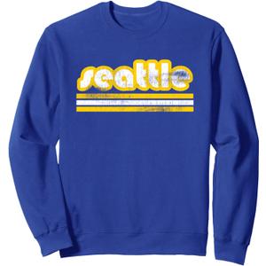 Seattle Washington Retro Vintage Weathered Throwback Sweatshirt, L