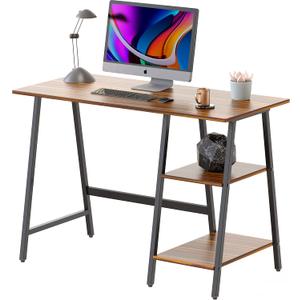 SHW 43-Inch Home Office Trestle Computer Desk with Open Storage Shelves, Walnut, 43D x 20W x 30H Inch