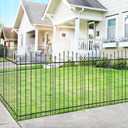 Metal Garden Fence 42 in H x 12 ft L, 6 Panels + 7 Stakes Border Dog Fence Panels Animal Barrier, No Dig Garden Fencing for Yard Patio Flower Bed Lawn Outdoor, Arch Black