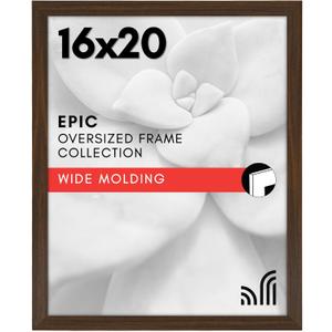 Americanflat 16x20 Picture Frame with Polished Plexiglass - Wide Picture Frames Made of Engineered Wood for Vertical or Horizontal Wall Display - Epic Collection - Walnut