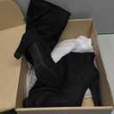Athlefit Black Knee High Boots for Women Platform Tall Boots Fashion Square Toe Chunky Heeled Booties (7.5)