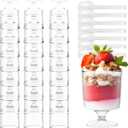 BHHQHH 200 Pack Dessert Cups with Spoons,5Oz Clear Plastic Parfait Cup,Disposable Appetizer Cups Mini Shooter Cups for Fruit Ice Cream Mousse Pudding and Party