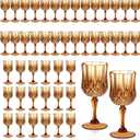 XUWAIDSGN 48 Pcs 7oz Plastic Vintage Glasses Drinking Glasses Unbreakable Wedding Glassware Crystal Water Goblets Reusable Drinkware Vintage Champagne Flutes (48)