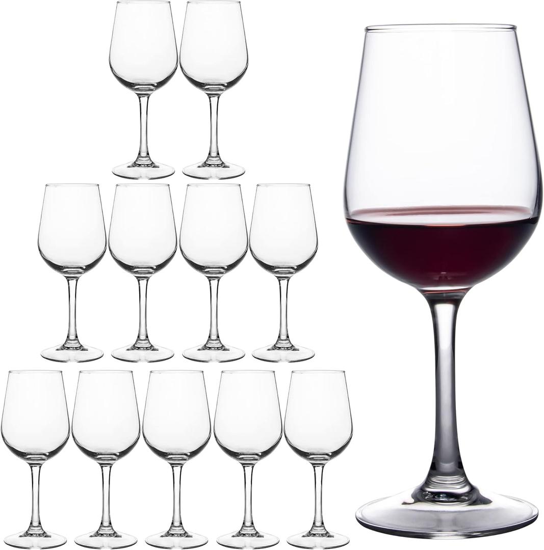 FAWLES Fully Tempered Wine Glasses, Shock Resistant Wine Glass Set for Red or White Wine, Dishwasher Safe Stem Glasses for Restaurants, Bars, Home (Set of 12, 12 oz)