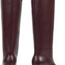 wetkiss Low Heel Knee High Boots for Women Regular Calf Friendly Side Zipper Almond Toe Faux Leather Comfortable Boots for Walking, Dancing, Standing for Long Periods With No Pain (7.5)