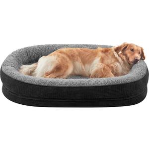 JOEJOY Orthopedic Dog Beds Large Sized Dog, XL EggCrate Memory Foam Pet Couch Bed with Bolster Sides, Waterproof Lining, Removable Washable Cover & NonSlip Bottom, Black