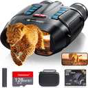 Night Vision Goggles - Smart APP 4K Night Vision Binoculars, 10000mAh Battery, 128GB Card for Photo and Video, 3'' UHD Screen & 8X Zoom Binoculars for Camping, Hunting, Security (Black)