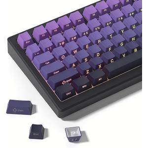dagaladoo Double Shot PBT keycaps Set,Shine Through keycaps 60% 75%,Cherry Profile Keyboard keycaps,Gradient Purple,Side Printed keycap for Mechanical Gaming Keyboards136key