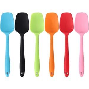 Silicone Spatulas, 8.2 inch Small Rubber Spoon Spatula Heat Resistant Seamless One Piece Design Non-Stick Spoonula Flexible Scrapers Baking Mixing Tool (6 Pcs)