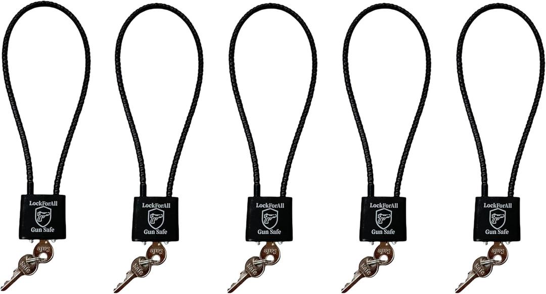 Cable Gun Locks with Keys Hunting Sports- Keyed Alike 15" Cable Gun Safe Lock CA DOJ Approved for Pistols, Handguns, Rifles, and Shotguns, Home, Storage Firearm Locking and Safety (Black)