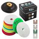 Diamond Polishing Pads 4 inch Wet/Dry Set of 11+1 Backer Pad for Granite Concrete Marble Polishing Plus eBook - Polishing Process Best Practices by POLISHSURF