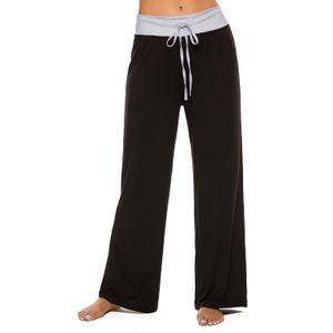 LOCUBE Women's Pajama Pants, Soft Wide Leg High Waisted Loose Fit Lounge Pants with Drawstring and Pockets (Medium, Black 2)