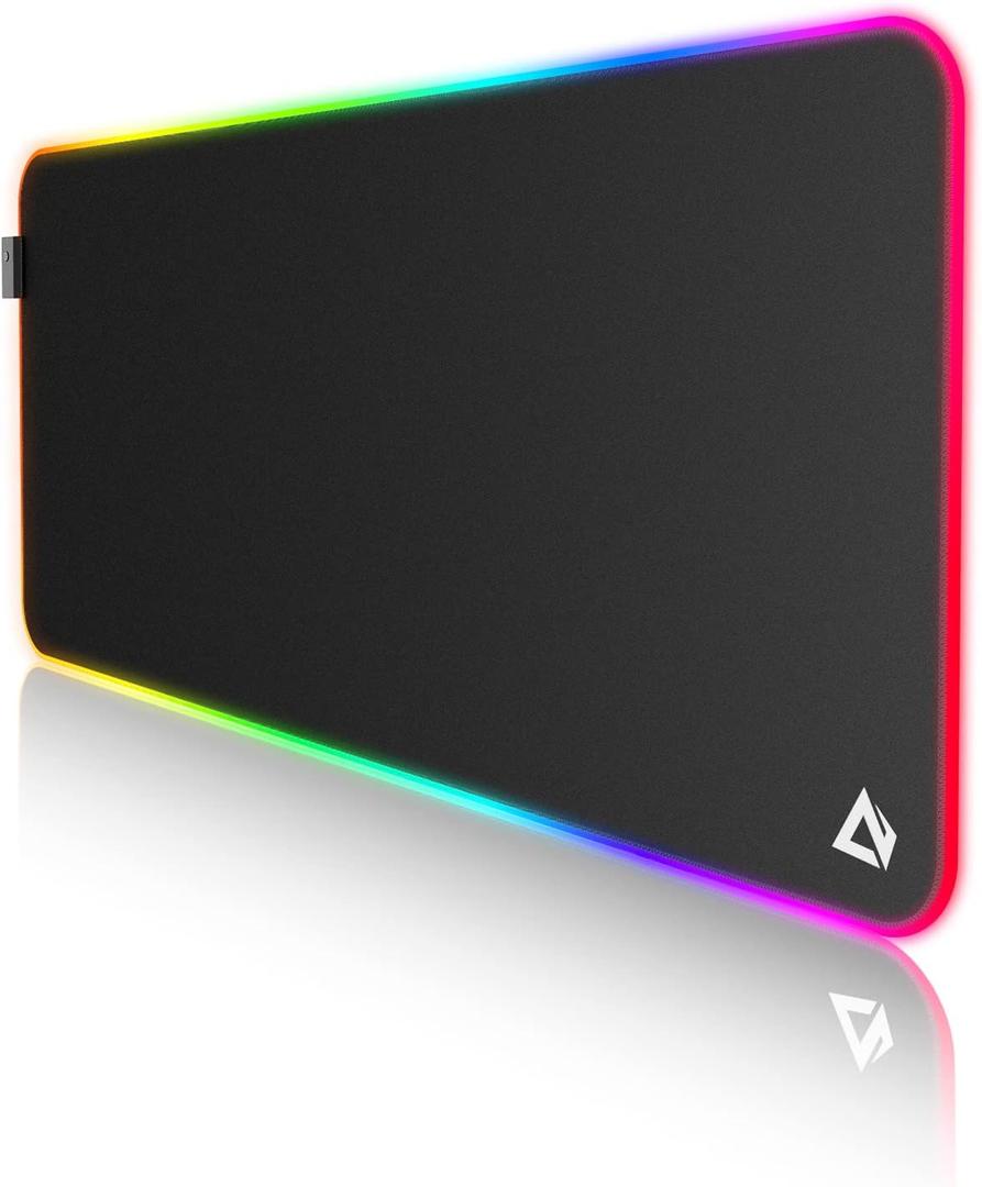 EASEMO Gaming Mouse Pad, RGB Mouse Mat XXL Large (35.4 x 15.75 in) with 7 LED Colors 11 Lighting Modes Waterproof Fabric Surface Non-Slip Rubber Base for PC Laptop Keyboard (35.4L x 15.8W inches)