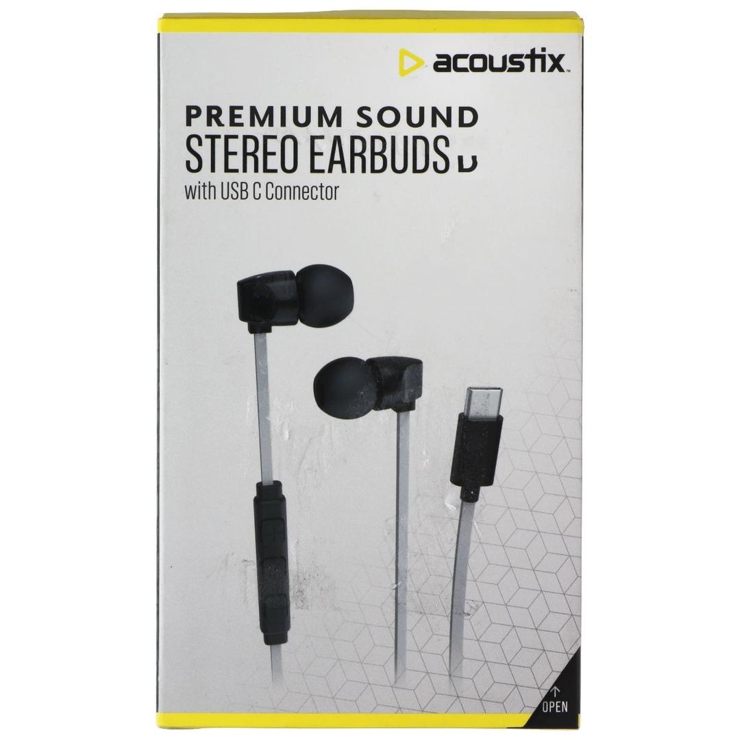 Acoustix Premium Sound Wired Stereo Earbuds with USB-C Connector - Black