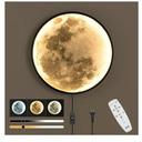 QIYIMEILUX Dimmable Moon Wall Sconce Plug in Modern LED Wall Light with Remote Control 19.7 inch 24W Black Wall Lamp Indoor Wall Mounted Lighting Ceiling Light for Living Room Bedroom（Moon）