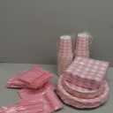 175 Pcs Pink Scalloped Gingham Party Supplies for 25 Guests, Pink and White Checkered Paper Plates, Cups and Napkins Sets for Baby & Bridal Shower, Wedding, Birthday Party, Outdoor Picnic