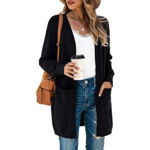 TASAMO Womens Color Block Striped Draped Kimono Cardigan Long Sleeve Open Front Casual Knit Sweaters Coat Soft Outwear Small