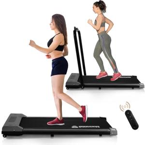 Fitvids 2 in 1 Under Desk Treadmill Walking Machine - Folding Jogging Machine with Remote Control – Pre-Assembled – nan – Silver