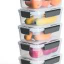 YORY 9 cup Plastic Food Storage Containers with Lids Nestable Freezer Dishwasher Safe Rectangle Meal Prep Container Set, 5-Pack