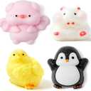 JOYIN 4 Pcs Animal Taba Squishy Toys, Soft Squeeze Fidgets,Chick, Pig, Hamster,Penguin Fufu Squishy Toys,Cute Taba Squishy Toys for Kids Easter Party Favors & Gifts