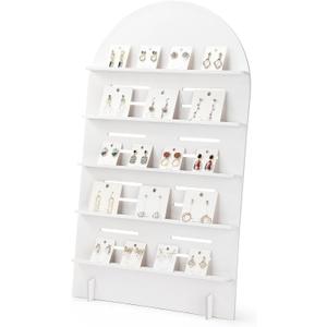 DoubleFill 5 Tier Wooden Earring Display for Vendor Arch Jewelry Display Stand Rack with Adjustable Height for Retail Selling