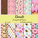 Donuts Scrapbook Paper: Colorful Pastry-Themed, Decorative Paper Pad for DIY Crafts