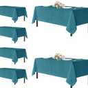 sancua Rectangle Tablecloths for 8 Foot Tables, 6 Pack - Washable Polyester Fabric Table Cloth for Wedding Party, Birthday, Banquet Reception, 60x120 Inch, Teal