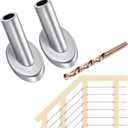 [Patent Design] CKE 40 Pack 45 Degree T316 Marine Grade Stainless Steel Angle Beveled Protector Sleeves Wood Post Protector for 1/8" Wire Rope Cable Railing, Come with a Free Drill Bit