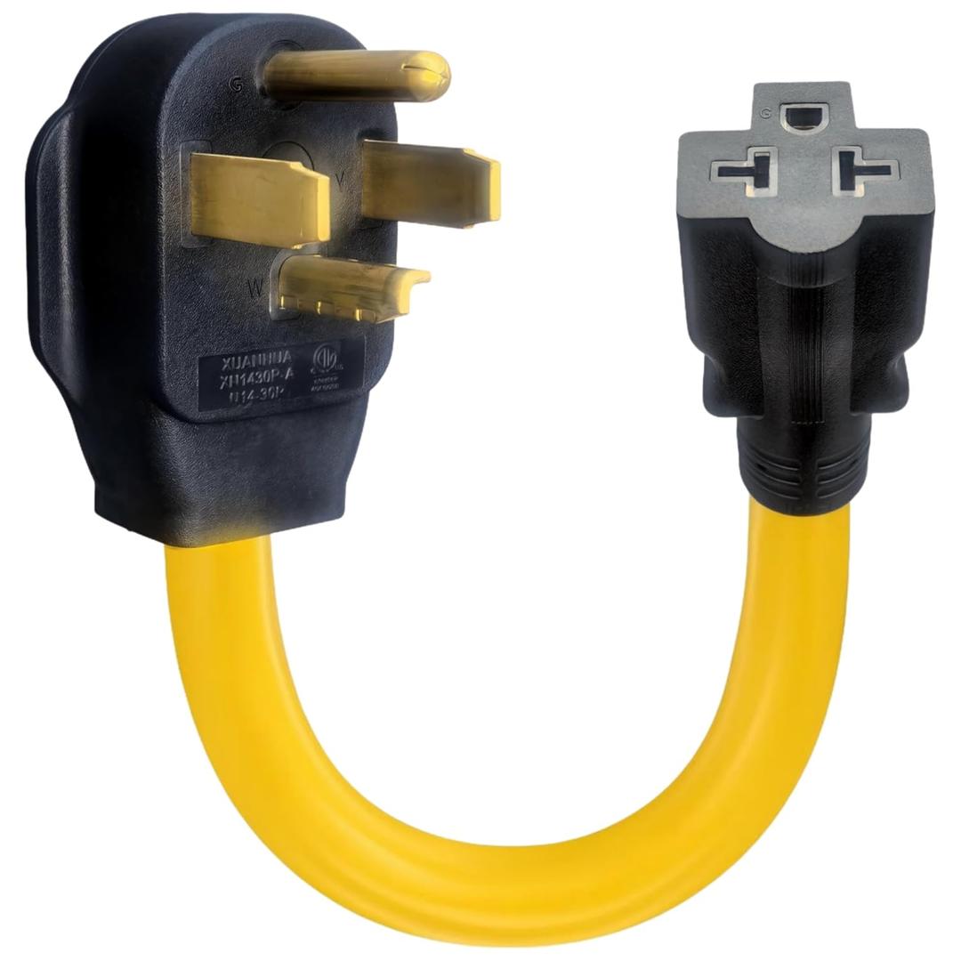 Nema 14-30P to 6-15R/6-20R Adapter Cord 30Amp Dryer Plug Male to Four-in-One T-Blade Female Adapter,14-30P 30 Amps 4-pin 250V to 20/15 Amps 250V 6-20R/6-15R Adapter Power Cord for EV STW 10 AWG