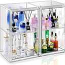 2Pack Makeup Organizer Storage, Large Capactiy Acrylic Bathroom Organizer, Clear Cosmetics Organizer Bins with Division Board for Vanity, Skincare, Countertop Storage and Display Case