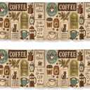 Coffee Curtain Valance for Windows 2 Pack, Farmhouse Style Retro Cafe Vintage Rod Pocket Window Treatments Short Curtains for Kitchen Windows Bathroom Bedroom 54x18 Inch