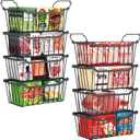 Freezer Organizer Bins, 8 Pack Stackable Chest Freezer Organizer for 5-7 Cu.FT Deep Freezer Sort Frozen Meats and Food, Freezer Storage Baskets with Handles Easy Reach from Bottom, Black