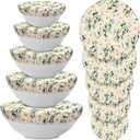 Patelai 10 Pcs Bowl Covers Reusable in 5 Size Stretch Cloth Fabric Elastic Food Storage Bowl Covers Bread Sourdough Lids for Proofing Food Fruits Leftover(Yellow, Green, White,Chrysanthemum)