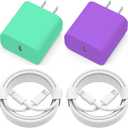 iPhone Charger Fast Charging, 2 Pack 20W USB C Wall Charger Block with 2 Pack MFi Certified 6FT Type C to Lightning Cables for iPhone 14 13 12 11 Pro Max XR XS X, iPad,AirPods Pro (Purple+Green)