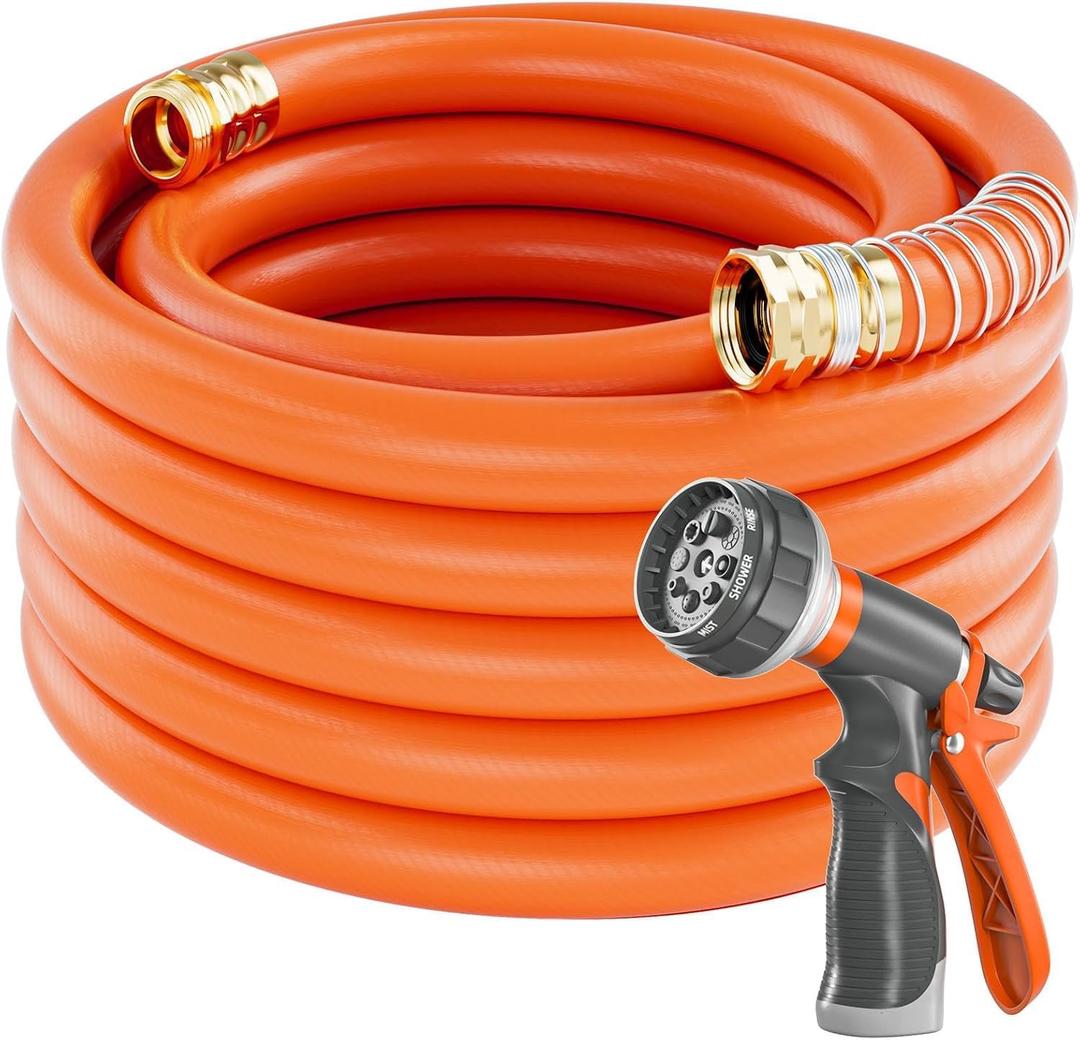 SPECILITE Garden Hose 75 ft x 3/4 in Heavy Duty, Flexible and Kink Resistant, All Weather Water Hose with 3/4" Solid Brass Fittings - for Backyard, Lawn, Car Washing & Outdoor Cleaning