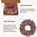 24 Inch Pink Hydrangea Wreaths for Front Door, Spring Summer Artificial Floral Wreaths with Pink Wildflowers, Green Olive Leaves Large Foliage, Farmhouse Rustic Decor for Porch, Wall, Garden
