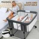 Twin Bassinet for 2 Babies, Double Bassinet for Twins, Baby Bassinet with Wheels, Full-Mesh Sides, 5-Height Adjustable, Portable and Stable Baby Crib for Newborns (Basic Grey)