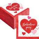 2 x YQUQWN 50Pcs Galentine's Gang Heart Paper Napkins 5x5 in Valentines Day Party Valentines Disposable Napkins Suitable for Family Dinners kitchens Galentine's Gang Anniversary Parties and Decorations