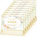 EHWINE 8 Pack Acrylic Sign Holder 8.5 x 11 Horizontal, Double-Sided Stand up Table Top Sign Holders, Gold Acrylic Picture Frame Menu Flyer Paper Holder Display Stand for Office Business Store Wedding Party