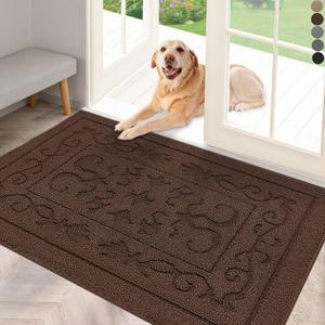 FONEYI Indoor Door Mat 20"x32", Front Door Mats Non-Slip Entryway Rug Washable, Absorbent Dirt Trapper Doormat, Low Profile Welcome Mat for Entryway, Machine Washable Dog Mat for Muddy Paws, Coffee
