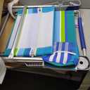 Rio Brands 17" Extended Height 4-Position Folding Beach, Camping, Lawn Chair, Blue/White/Green