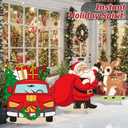 Soulchen 3 Pcs 35.4 Inch Large Christmas Photo Booth Props Santa Claus Reindeer Xmas Bus Backdrop Cardboard Cutout Christmas Party Decorations for Winter New Year Holiday Party Supplies