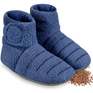 REVIX Microwavable Booties for Cold Feet Moist Heat Therapy, Heated Slippers Women & Men for Soothing Cold Foot, Microwavable Foot Warmers, Non-Slip Sole & Adjustable Fit, Navy S