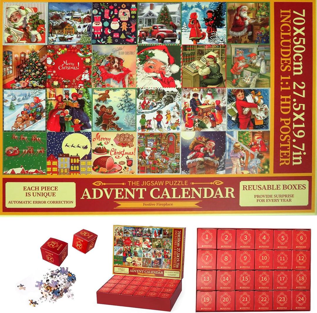Christmas Vacation Advent Calendar 2024,Advent Puzzle,1008pcs Christmas Jigsaw Puzzle For Adults And Kids,24 Days Of Christmas Advent Calendar,Christmas Story Advent Calendar